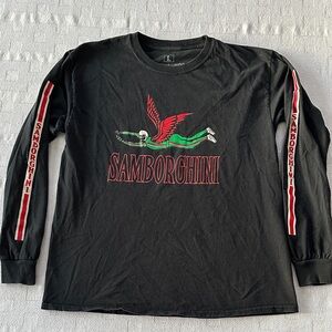 Samborghini Black Long Sleeve Tee with Red & Green Graphic